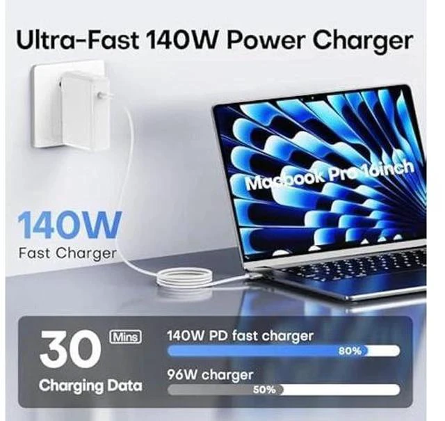 Alt view image 2 of 7 - 140W MacBook Pro Charger Magnetic 3 for MacBook Pro 16 14 inch Mac Air 15 13 inch 2025 2024 2023 2022 2021 M1-M4 Charger USB C Fast Laptop Charger Power Adapter 6.6FT Type C to Magnetic 3 Cable LED