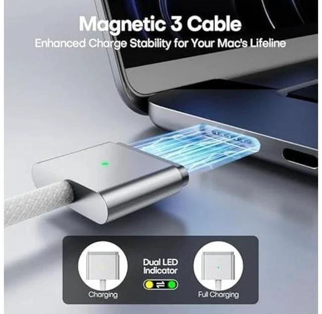 Alt view image 4 of 7 - 140W MacBook Pro Charger Magnetic 3 for MacBook Pro 16 14 inch Mac Air 15 13 inch 2025 2024 2023 2022 2021 M1-M4 Charger USB C Fast Laptop Charger Power Adapter 6.6FT Type C to Magnetic 3 Cable LED