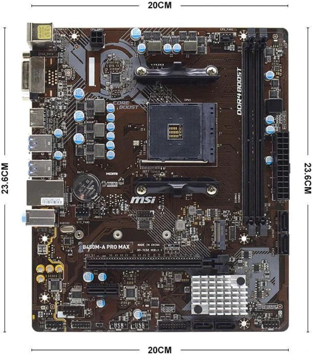 Alt view image 2 of 2 - Socket AM4 Motherboard MSI B450M A PRO MAX AM4 Motherboard DDR4 32GB AMD B450 PCI-E 3.0 USB3.2 HDMI Micro ATX For RYZEN 3 4100