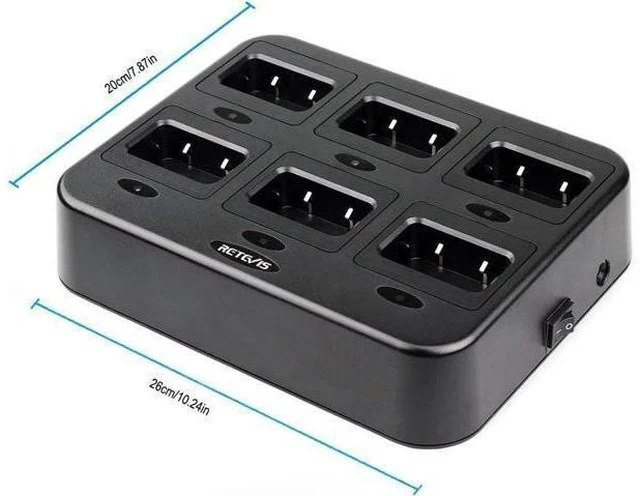 Alt view image 3 of 7 - Retevis RT21 Six-Way Multi Unit Rapid Gang Charger Compatible with Retevis RT21 RT21V RT28 H-777S (not for H-777) RT53 Walkie Talkie and Batteries (1 Pack)