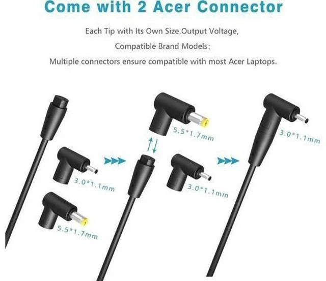 Alt view image 2 of 6 - 65W 45W Charger Fit for -Aspire Series Laptop - (UL Safety Certified Products)
