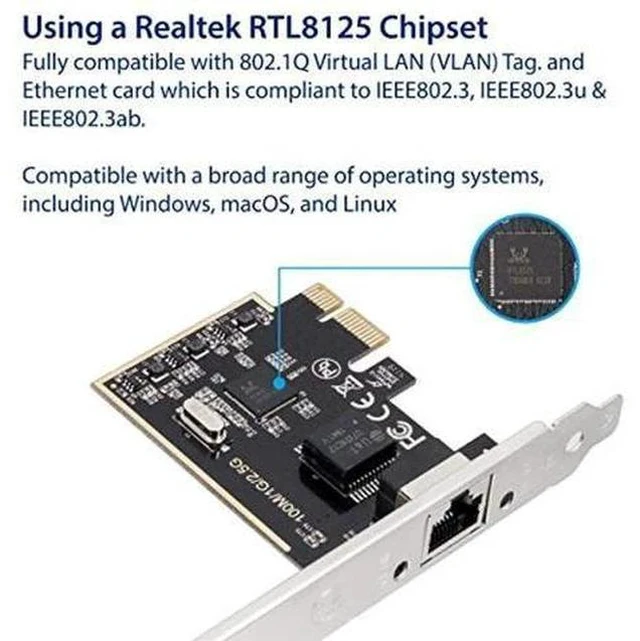 Alt view image 3 of 5 - IO CREST 2.5 Gigabit Ethernet PCI Express PCI-E Network Interface Card 10/100/1000/25000 Mbps RJ45 LAN SI-PEX24059