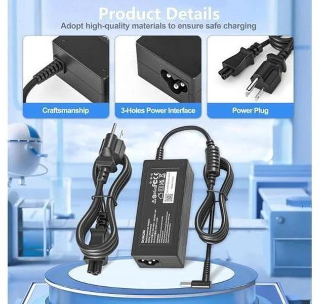 Alt view image 5 of 7 - 65W 19.5V 3.33A AC Adapter Charger Compatible with HP Pavilion x360 11 13 15 17 Envy X360 13 15 Zbook 14u G4 G5 15 G3 15-f111dx 15-f211wm 15-f233wm 15-f278nr 15-r052nr Laptop Power Cord Blue Tip