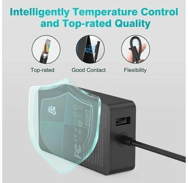 Alt view image 4 of 6 - 65W Surface Pro Laptop Charger for Microsoft Surface Pro 10, 9, 8, 7+, 7, 6, 5, 4, 3, X, Windows Surface Laptop 6, 5, 4, 3, 2, 1, Surface Go Tablet, Surface Book 3, 2, 1, Support 44W, 36W, LED, 10FT