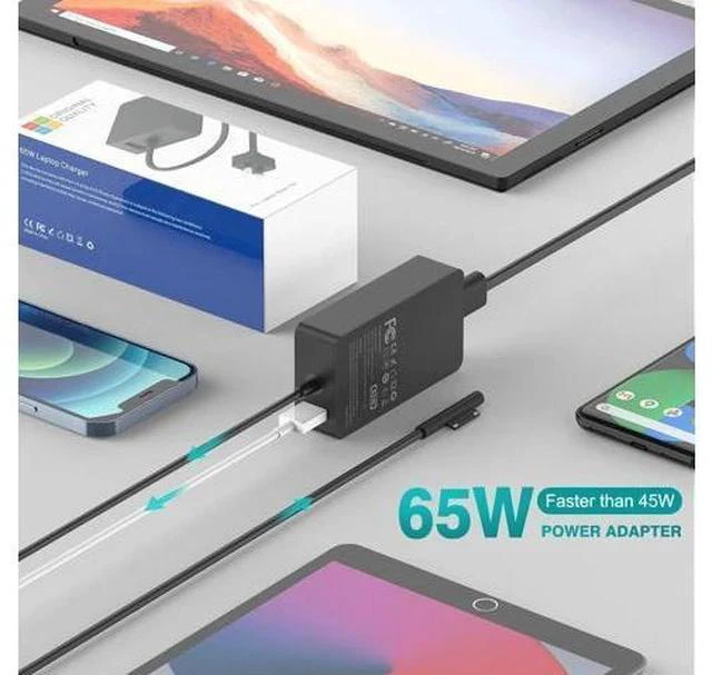Alt view image 3 of 6 - 65W Surface Pro Laptop Charger for Microsoft Surface Pro 10, 9, 8, 7+, 7, 6, 5, 4, 3, X, Windows Surface Laptop 6, 5, 4, 3, 2, 1, Surface Go Tablet, Surface Book 3, 2, 1, Support 44W, 36W, LED, 10FT
