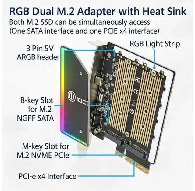 Alt view image 4 of 6 - Clearance Dual M.2 PCIe Adapter Card - 500+ Units Ready to Ship From Shenzhen Warehouse