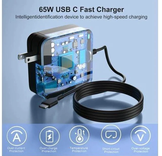 Alt view image 6 of 7 - Surface Charger 65W USB-C Power Adapter Compatible with Surface Pro 9 10 11 12 13 Surface Laptop 7-1 Surface Go Surface Book 3/2/1