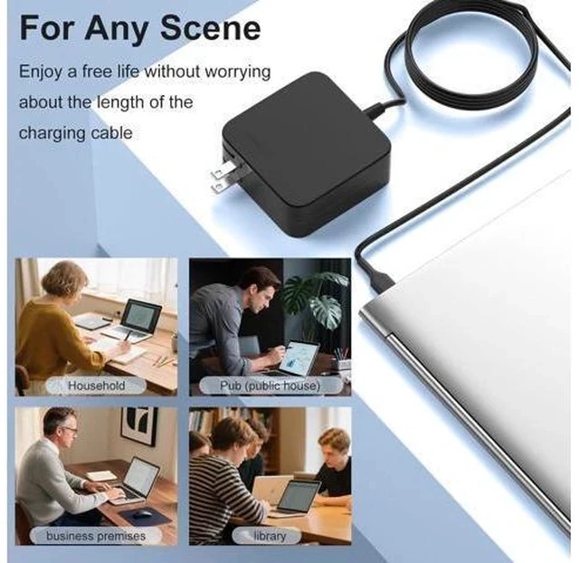 Alt view image 7 of 7 - Surface Charger 65W USB-C Power Adapter Compatible with Surface Pro 9 10 11 12 13 Surface Laptop 7-1 Surface Go Surface Book 3/2/1