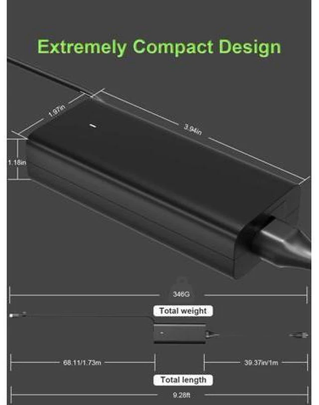 Alt view image 4 of 7 - 65W USB C Charger Compatible with Pro 13 14 16 Xps 12 13 9315 7390 inspiron-7306 5620 5310 Chromebook 3100 3110 Latitude 5410 5330 5420 5440 5450 7410 7400 Laptop