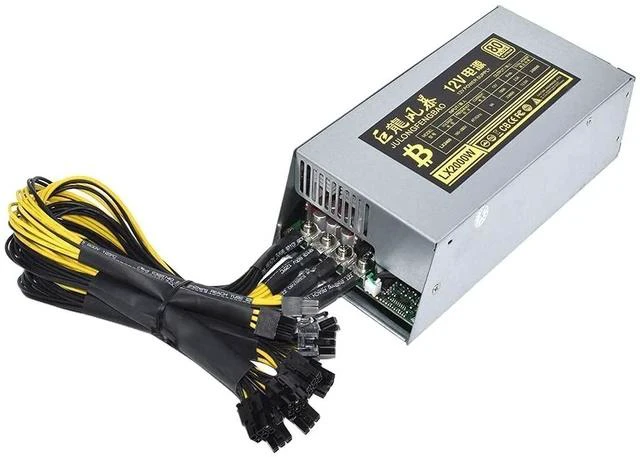 Main image of 2000W 12V 166A ETH Mining Machine Power Supply 100-220V Input 10x6Pin 80% Efficiency Multi-GPU for BTC Antminer Bitcoin Mining Server