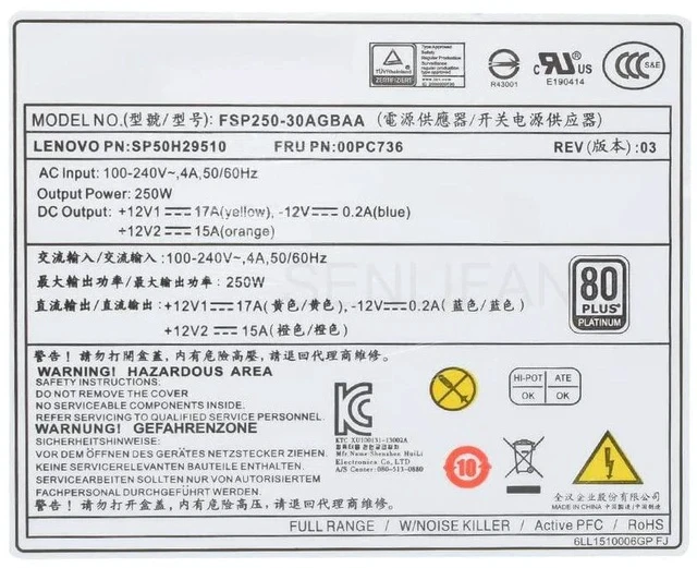Alt view image 5 of 5 - New for 4600 6600 6900 8600 4900 10Pin 250W Power Supply HK350-12PP HK350-55BP FSP250-30AGBAA 00PC736 PCE026 PA-3251-1 PCH016