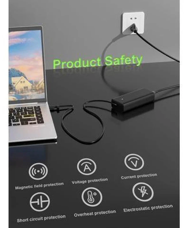Alt view image 7 of 7 - 65W USB C Charger Compatible with Pro 13 14 16 Xps 12 13 9315 7390 inspiron-7306 5620 5310 Chromebook 3100 3110 Latitude 5410 5330 5420 5440 5450 7410 7400 Laptop