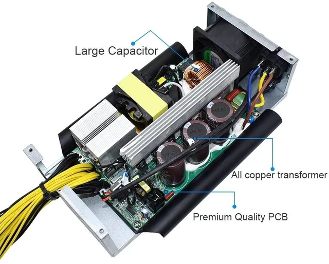Alt view image 4 of 5 - Antminer Bitmain Power Supply 2000W 2U 110V for S9 or L3+ or Z9 Mini or D3 w/ 10 Connectors ETH BTC LTC Mining PSU