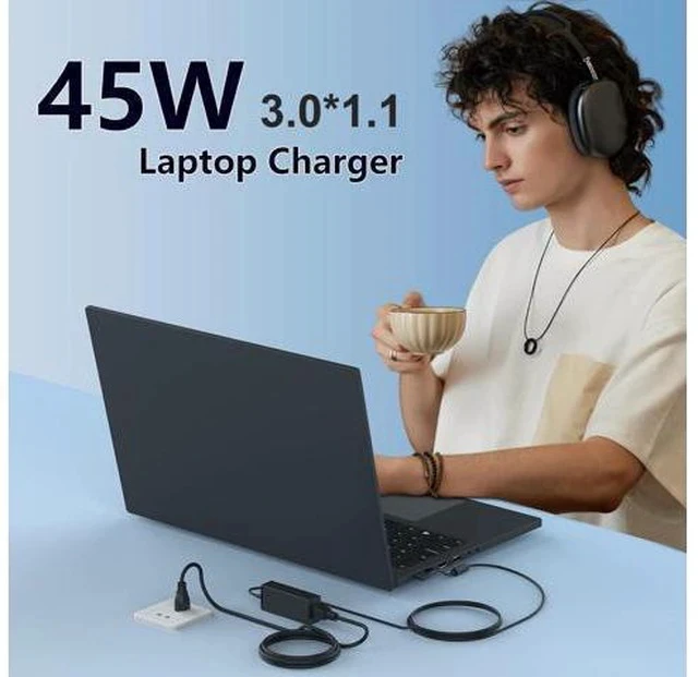 Alt view image 7 of 7 - N19H2 45W 3.0mm Small Pin Laptop Charger Compatible with ADP-45FE F PA-1450-26 Aspire A515-44 A515-45-R74Z A515-46-R3UB A515-46-R14K A515-54 A515-56-32DK A315-24P-R7VH A18-045N2A Adapter