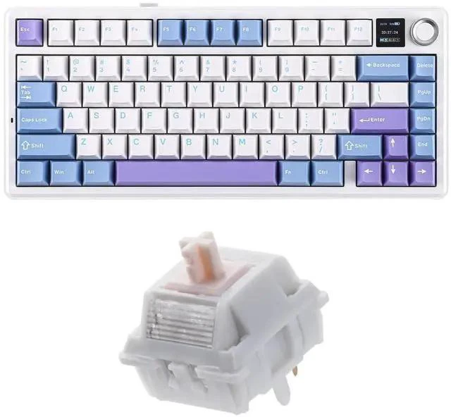 Main image of X Aula F75 MAX Wireless Mechanical Keyboard with TFT Screen and Knob+Cream Marble 47gf Gaming Keyboard Switches