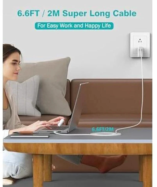 Alt view image 6 of 7 - Charger for MacBook Air MacBook Pro 13 14 15 16 inch 2025 2024 2023 2022 2021 2020, M1 M2 M3 M4 Laptop 70W USB C Power Adapter, iPad, LED, 6.6FT USB-C Cable, Charging as Fast as Original Quality