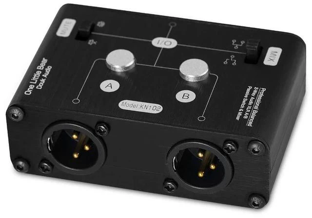 Main image of 2 Way XLR Balanced Stereo Audio Switcher Passive A/B Mini Switch Box Mixer Sound Splitter (KN102, 1-IN-2-OUT)