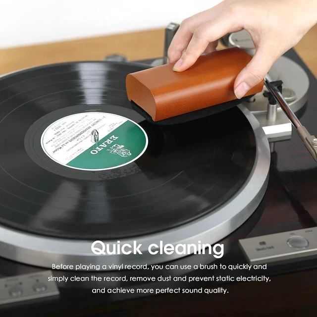 Alt view image 4 of 7 - Vinyl Record Cleaning Brush Ultra-Soft Velvet Anti-Static Turntable Cleaner Kit for LP Maintenance (R11A)