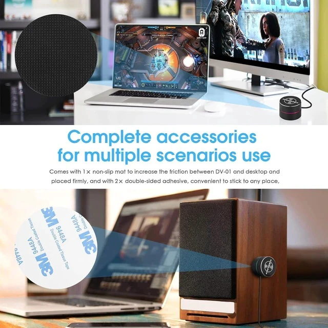 Alt view image 3 of 7 - USB Volume Control Knob with Mute Function, Compatible with Windows, Mac, Android, iOS, Mini Desktop Audio Controller with Breathing Light (DV-01)