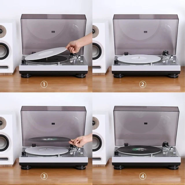 Alt view image 6 of 7 - Turntable Slip Mat Anti Static Silicone/Cork Slipmat for Vinyl Record Player (Acrylic)