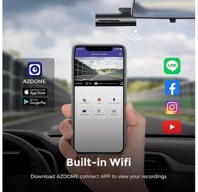 Alt view image 4 of 7 - M300 Car Dash Cam, WiFi and Voice Control Smart Dash Camera,1296P Mini Dashboard Camera 1080P Drive Recorder, Built-in G-Sensor, Super Night Vision, Loop Recording