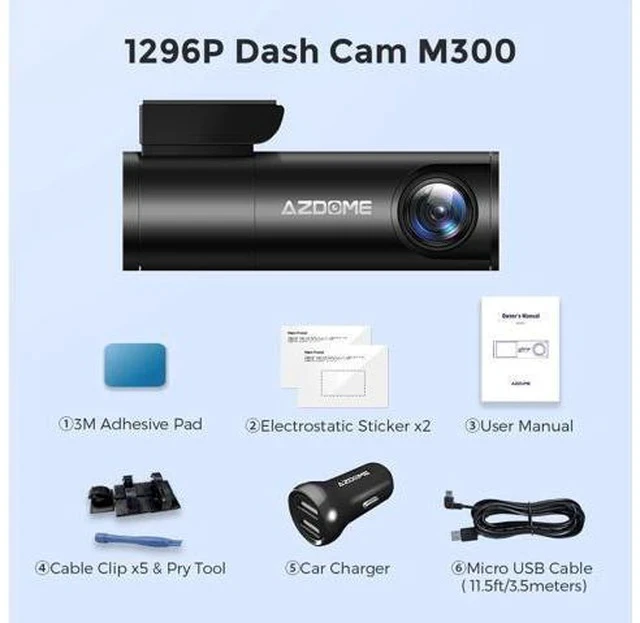 Alt view image 6 of 7 - M300 Car Dash Cam, WiFi and Voice Control Smart Dash Camera,1296P Mini Dashboard Camera 1080P Drive Recorder, Built-in G-Sensor, Super Night Vision, Loop Recording
