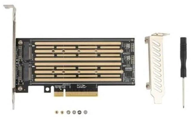 Alt view image 2 of 2 - M.2 Riser Card M.2 NVME to PCIE X8 Dual Disk Hard Drive SSD Adapter Expansion Card for PCIE X8 X16K Slot Motherboard