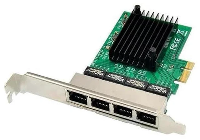 Alt view image 2 of 4 - RJ-45 4-Port Ethernet Server Adapter Gigabit Network Card PCI-E X1 Interface