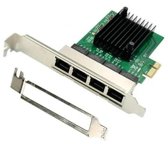 Alt view image 4 of 4 - RJ-45 4-Port Ethernet Server Adapter Gigabit Network Card PCI-E X1 Interface