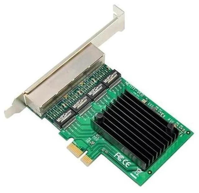 Alt view image 3 of 4 - RJ-45 4-Port Ethernet Server Adapter Gigabit Network Card PCI-E X1 Interface
