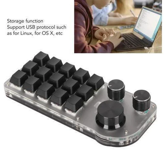 Alt view image 3 of 7 - One Handed Programmable Mechanical Keyboard, 3 Knobs 15 Keys Programming Macro Pad, Mini Keypad, Multifunction DIY Programmable Keypad