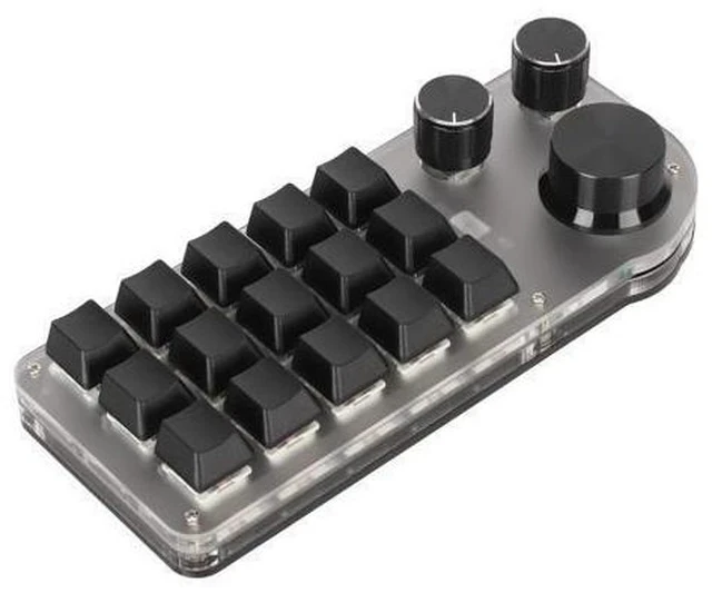 Alt view image 6 of 7 - One Handed Programmable Mechanical Keyboard, 3 Knobs 15 Keys Programming Macro Pad, Mini Keypad, Multifunction DIY Programmable Keypad