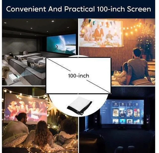 Alt view image 3 of 7 - Mini Projector, Upgraded 9500 Lumens Bluetooth Projector with 100" Screen, 1080P Full HD Portable Projector, Movie Projector Compatible with TV Stick Smartphone/HDMI/USB/AV, indoor & outdoor use