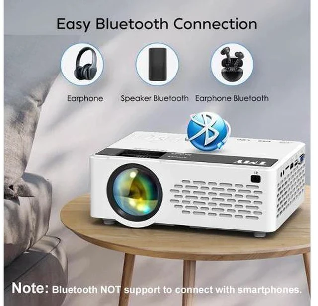 Alt view image 4 of 7 - Mini Projector, Upgraded 9500 Lumens Bluetooth Projector with 100" Screen, 1080P Full HD Portable Projector, Movie Projector Compatible with TV Stick Smartphone/HDMI/USB/AV, indoor & outdoor use