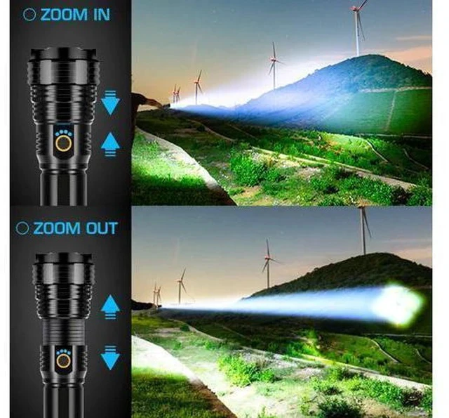 Alt view image 3 of 7 - Rechargeable Flashlights 990000 High Lumens, High Power Led Flashlight, XHP70.2 Powerful Tactical Flashlight with Zoomable, 5 Modes, IPX7 Waterproof, Flashlight for Camping, Hiking, Emergencies