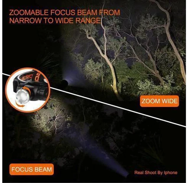 Alt view image 4 of 7 - NICRON Rechargeable Headlamp H30F 9W Super High Brightness Focus LED Zoomable rechargeable 18 650 Flashlight Light Portable Waterproof IPX8 900LM Headlamp USB Torch Lantern H30F