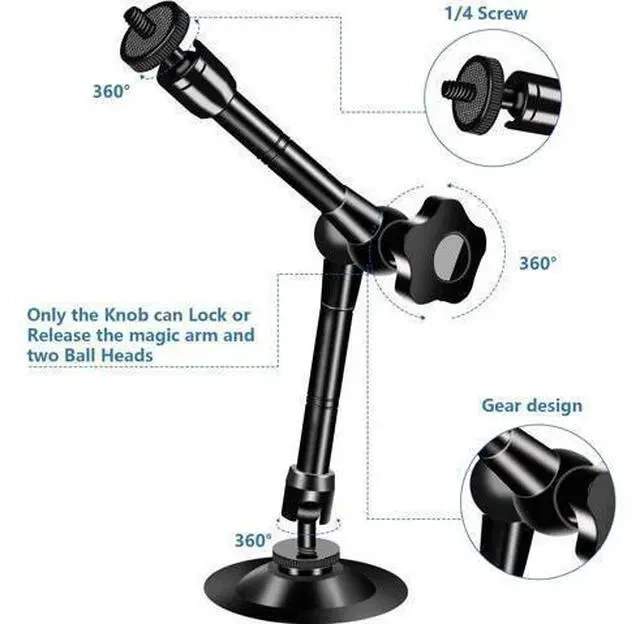 Alt view image 6 of 7 - 2 Pack Articulating Magic Arm Wall Mount Holder Stand Compatible with CCTV POV Camcorders Cameras, LED Light, Video Lamp,DSLR,Flash,Digital Camera,Security Cameras