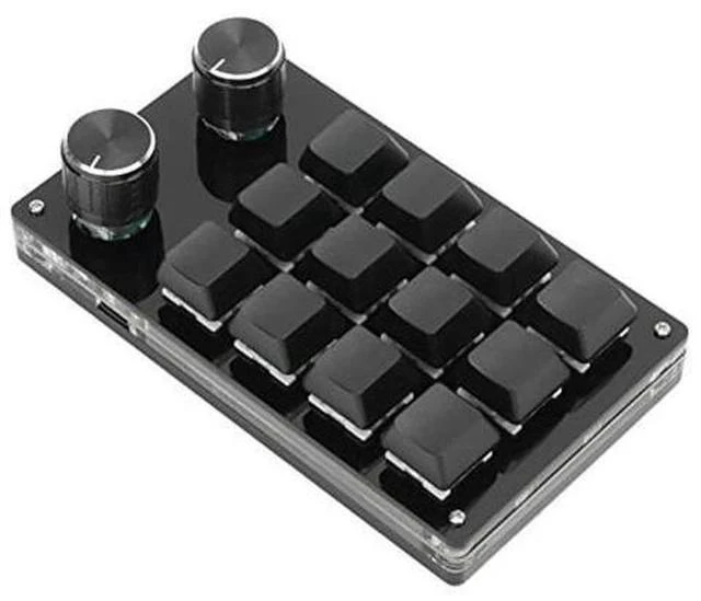 Main image of Cuifati One Handed Macro Mechanical Keyboard, 12 Key Mini Programmable Micro Keyboard, Fully Programmable Keys and 2 Knob, for, for Vista, for, for Macos(Full Black)