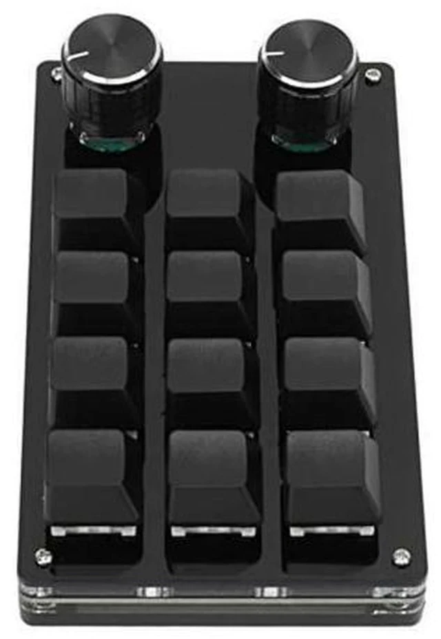 Alt view image 5 of 7 - Cuifati One Handed Macro Mechanical Keyboard, 12 Key Mini Programmable Micro Keyboard, Fully Programmable Keys and 2 Knob, for, for Vista, for, for Macos(Full Black)