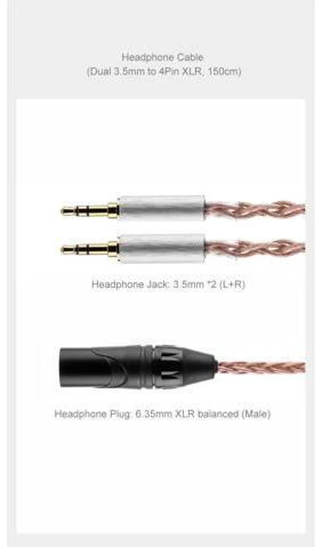Alt view image 7 of 7 - UP Earphone Upgrade Cable 4Pin XLR to 4.4mm/4Pin XLR to 6.35mm Adapter Dual 3.5mm to 4.4mm XLR Headphone Cable (Headphone Cable+Adapter (4Pin XLR to 6.35mm,30cm))