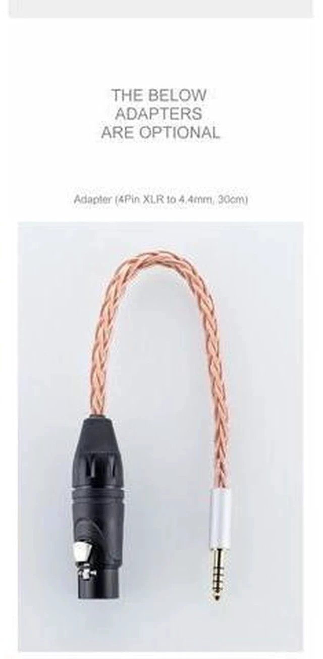 Alt view image 6 of 6 - UP Earphone Upgrade Cable 4Pin XLR to 4.4mm/4Pin XLR to 6.35mm Adapter Dual 3.5mm to 4.4mm XLR Headphone Cable (Headphone Cable+Adapter (4Pin XLR to 4.4mm,30cm))