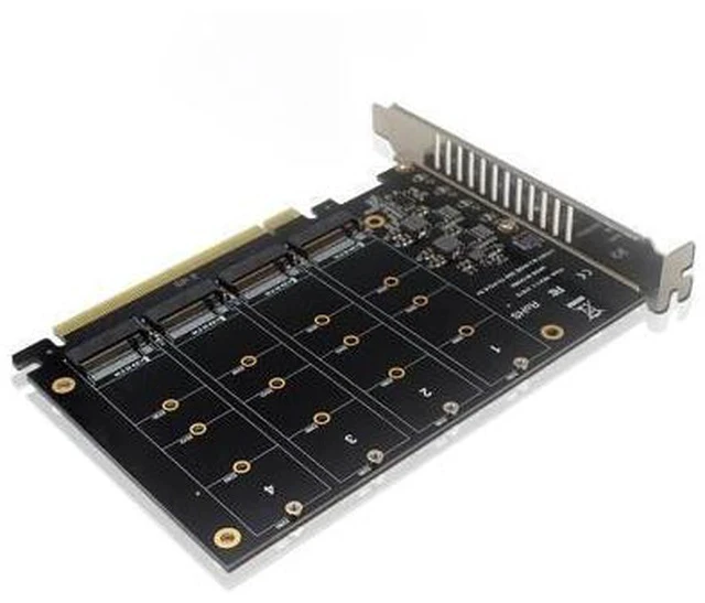 Alt view image 4 of 4 - 4 Port NVMe to PCI-e Host Controller Expansion Card, Support 2230 2242 2260 2280?M.2 NVME to PCIe X16 Adapter, M Key Hard Drive Converter Reader Expansion Card