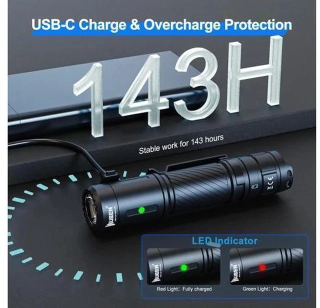 Alt view image 5 of 7 - WUBEN C3 Flashlight 1200 High Lumens Rechargeable Flashlights 6 Modes Super Bright IP68 LED Tactical Flashlight for Camping, Home, Emergency, Rescue, Hunting, Inspection, Repair, Tool Gifts for Men