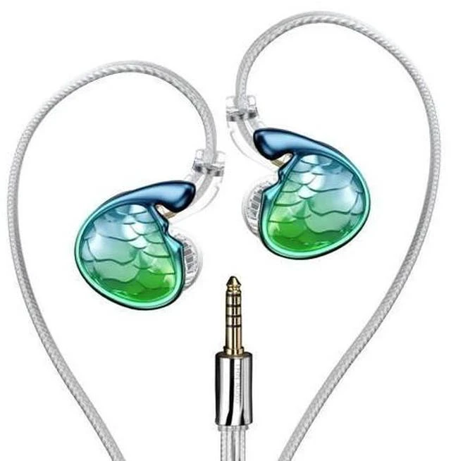 Alt view image 3 of 7 - Mermaid Professional-Leve Acoustic Tuning in-Ear Headphone 10mm Glass Diaphragm Dual Magnetic Dynamic Driver Earphone (Green(4.4 mm Cable))