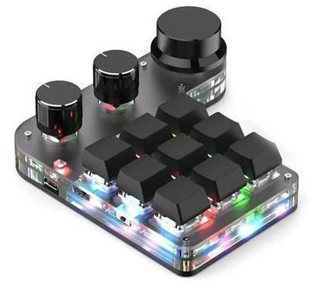 Main image of One Handed Programmable Mechanical Keyboard, 9 Keys 3 Knobs RGB Programmable Macro Keyboard, Custom Shortcut, Dual Mode Connection, Gaming Keyboard!