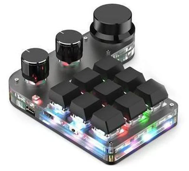 Alt view image 6 of 7 - One Handed Programmable Mechanical Keyboard, 9 Keys 3 Knobs RGB Programmable Macro Keyboard, Custom Shortcut, Dual Mode Connection, Gaming Keyboard!
