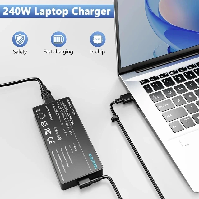 Alt view image 5 of 5 - 240W Charger Compatible with ProArt P16 PX13 H7606 HN7306 Rog Zephyrus G16 GU605 GU605C GU605M TUF Gaming A16 FA608 FA608U FA608W Laptop Power Adapter