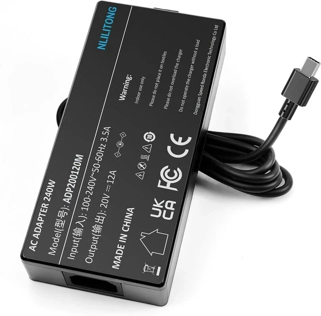 Alt view image 3 of 5 - 240W Charger Compatible with ProArt P16 PX13 H7606 HN7306 Rog Zephyrus G16 GU605 GU605C GU605M TUF Gaming A16 FA608 FA608U FA608W Laptop Power Adapter