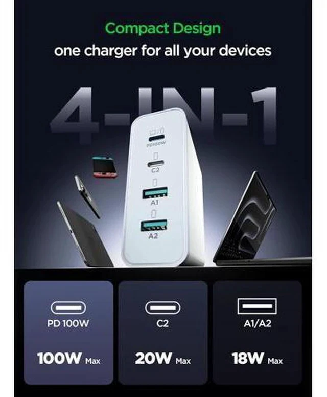 Alt view image 5 of 7 - MacBook Pro Charger-Exclusive PD3.0 PPS 100W USB C Charger Block 120W GaN Fast Charger for MacBook Pro/Air iPhone Galaxy iPad Pro-White