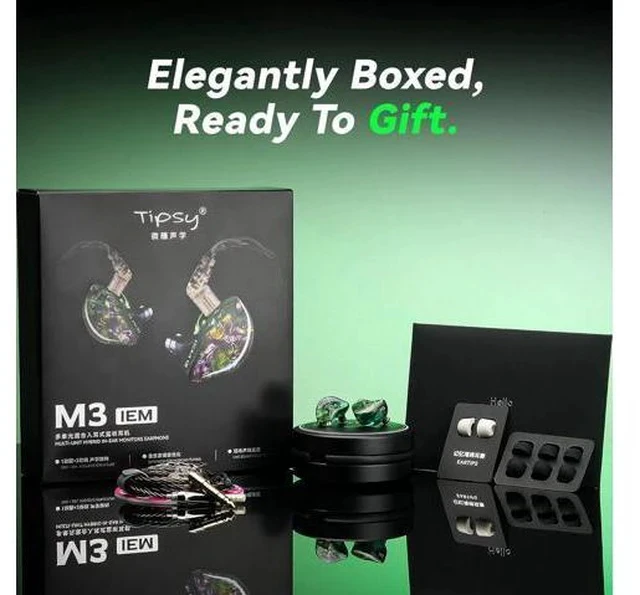 Alt view image 6 of 7 - M3 Professional IEM for Musicians, 2BA + 1DD Drivers, 36dB PNC, IPX5, Acoustic-Runway Technology, Skin-Friendly Resin, Detachable 0.78mm 2-pin Cable (No Mic, Black&White)
